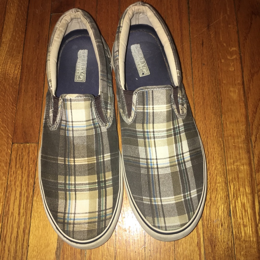 Men’s Size 12 Sperry Plaid Slip-Ons